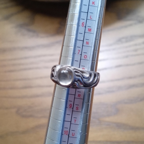 Antique 925 Sterling Silver Filigree Ring with Clear Crystal Quartz Gemstone 8 - Picture 5 of 15